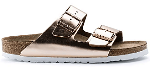 SANDALIA BIRKENSTOCK SOFT FOOTBED SUEDE LEATHER METALLIC COPPER