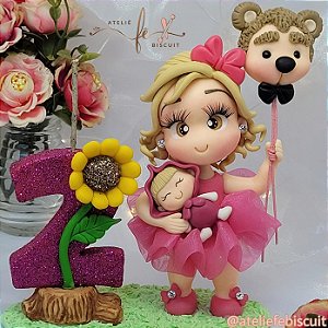 Topo de Bolo Infantil Balão urso.