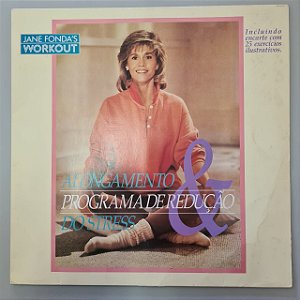 Disco de Vinil Alongamento & Programa de Redução do Stress Interprete Jane Fonda (1990) [usado]