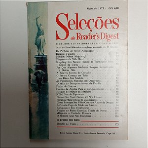Revista Revista Reader´s Digest Seleções Maio 73 Autor Maio 1973 Seleções (1973) [usado]