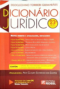 Livro Dicionário Jurídico Autor Guimarães, Deocleciano Torrieri (2019) [seminovo]
