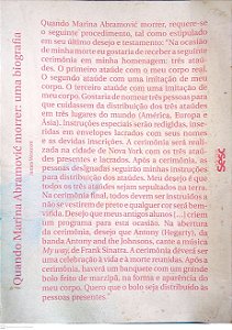 Livro Quando Marina Abramovic Morrer: Uma Biografia Autor Westcott, James (2015) [usado]