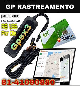 MINI GPSX3 COM BLOQUEIO VIA GPRS + LPS REGISTRO VIA SATELITE EM TEMPO REAL + CHIP TELEMETRIA ANUAL