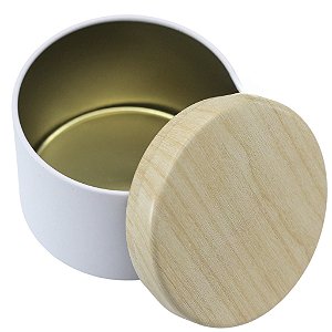 Lata para Vela Lisa Branco C/ Tampa 120ml