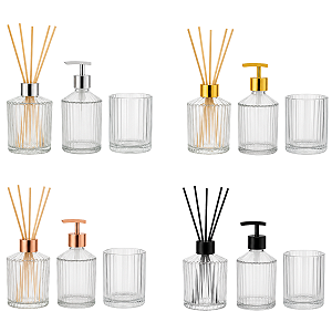 Kit Lavabo Safira + Copo Pote Vela Granada + Varetas 25cm + Tampa Luxo + Válvula Bico Pato