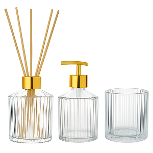 Kit Lavabo Safira + Copo Pote Vela Granada + Varetas 25cm + Tampa Luxo + Válvula Bico Pato