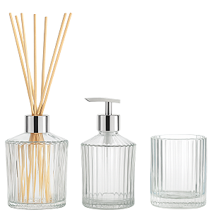 Kit Lavabo Safira + Copo Pote Vela Granada + Varetas 25cm + Tampa Luxo + Válvula Bico Pato