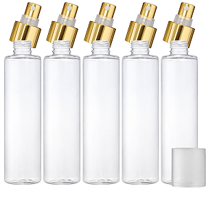 Kit Frasco Pet Transparente 200ml Body Splash Dourado Com Válvula Spray Semi Luxo Rosca 28/410