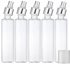 Kit Frasco Pet Transparente 200ml Body Splash Com Válvula Spray Prata Semi Luxo 24/410