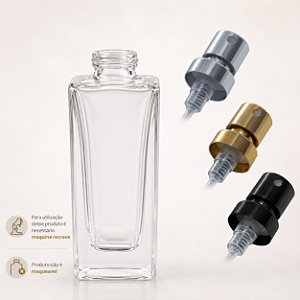 Kit Frasco Perfume Recrave 15ml Square + Válvula Spray Luxo 15mm