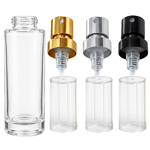 Kit Frasco Perfume Recrave Cilíndrico 15ml com Sobretampa Transparente 15mm