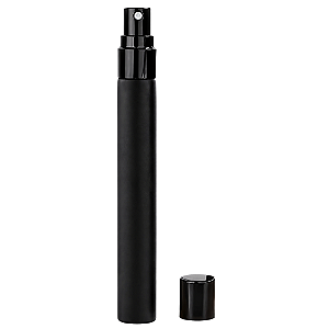 Frasco Plástico Cilíndrico Preto 10ml Válvula Spray Tampa