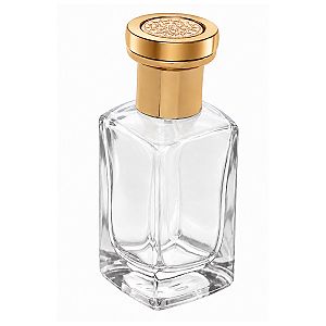 Frasco Versales Transparente 30ml e Válvula Tampa Luxo Dourada