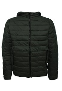 Jaqueta verde Masculina Puffer Impermeável Gorro Removível Verde