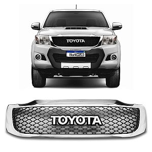 GRADE DIANTEIRA TOYOTA HILUX 2012 ATE 2015 MODELO VIGO PRETO COM MOLDURA CROMADA VO6 13085