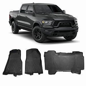 JOGO DE TAPETE INTERNO DODGE RAM 1500 REBEL MODELO BANDEJA 3 PECAS VO6 19835