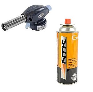 KIt Mini Maçarico Gás 227gr+ Acendedor Portátil