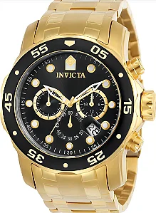 Relogio Invicta Pro Diver 0072 Dourado Bisel E Fundo Preto