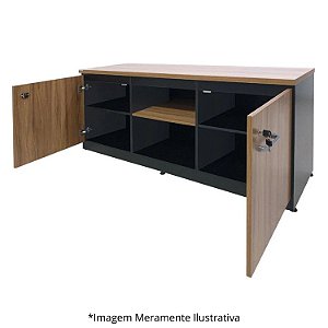 Armário Baixo Credenza 120Lx45Px73,5A Nogal com Preto - Mileto 601111