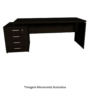 Mesa Diretor Dinâmica Mileto C/ 4 Gavetas Pedestal Pé Painel 40MM 150Lx70Px73,5A PT/PT (4v) 601404