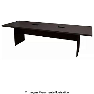 Mesa Reunião Retangular Pé Painel Mileto C/ 2 Caixas De Tomada 40MM 270Lx90Px73A PT/PT (5v) 601403