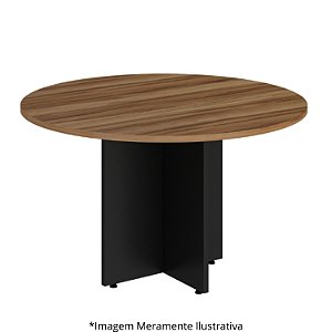 Mesa Reunião Circular Pé Painel Olímpia 25MM 120Lx120Px73A NO/PT (2v) 604704
