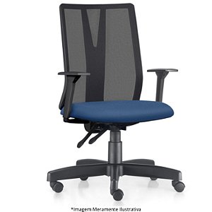 Cadeira Diretor Plus 4123 Mec Ergonômico Reg Alt Base Reta Metal C/ Capa PT Braço Reg Alt Tela PT Ass Crepe AZ 400211