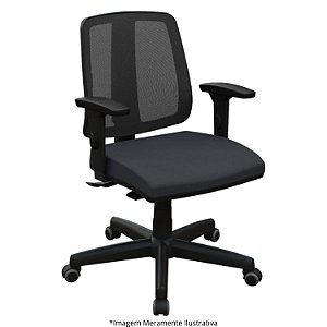 Cadeira Diretor Flip 43103 SRE Base Polaina Rod 50 Nylon PT Braço Reg Alt e Reg Lat Enc Tela PT Ass Poli PT 300507