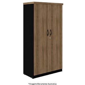 Armário Alto Com 3 Prateleiras 75x38,5x160,5 Nogal com Preto - LT 650322