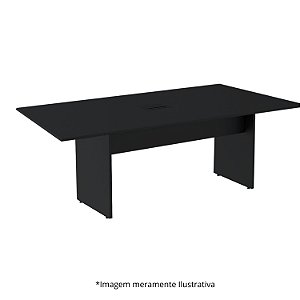 Mesa De Reunião Modena Retangular C/ 2 Caixas De Tomada Pé Painel 40MM 240Lx120Px74,5A PT CHESS 650122