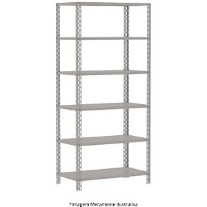 Estante de Aço 6 Prateleiras C/ 2 Reforços CH 24 Reforçada Suporta 70 Kg 92,5Lx58Px200A CZ 10123