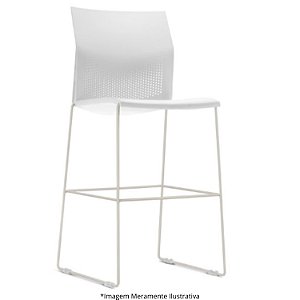 Banqueta Alta Plug Assento e Encosto Branco Estrutura CZ Ral Microtexturizado 400506