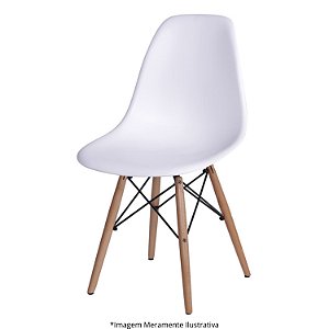 Cadeira Fixa Pé Madeira Assento Polipropileno Branco - Petal 501302