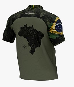 Camisa Manga Curta Dry Fit Proteção Uv30 Camuflada com Bandeira Do Brasil NEW