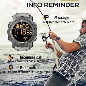 SmartWatch Esportivo North Edge LAKER - Relógio Mede Calorias Distância Frequência Cardíaca Bluetooth WhatsApp A prova de água