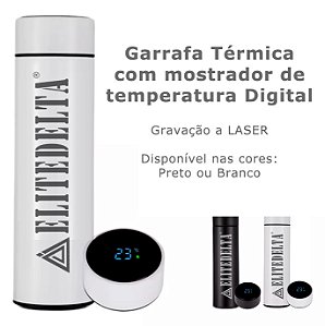 Garrafa Térmica Inox ELITEDELTA® 500ml com Sensor de Temperatura Digital em Led