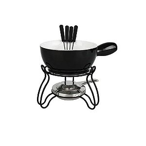 Conjunto Para Fondue Lausanne Preto de Ceramica 8 Peças