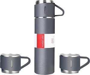 Garrafa de Água Café Térmica Squeeze com 2 Canecas - Vacuum Bottle 500ml