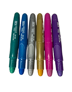 Giz de Cera em Gel Tons Metálicos com 6 Cores