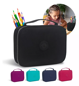 Estojo Escolar Grande Box/Jumbo Com Divisórias e Alça