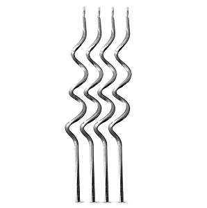 Vela Espiral Cor Prata 4 Unidades - Silver Festas