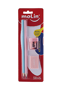 Kit Pencil 2 Lápis 1 Apontador 1 Borracha - Molin