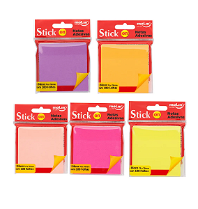 Bloco de Notas Adesivas Stick On 76x76mm c/ 100 fls - Molin