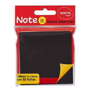 Bloco  de Notas Adesivas Note It Preto 76x76mm 50 folhas - MOLIN