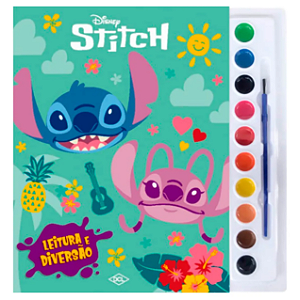 Livro Infantil P/ Colorir Stitch C/ Aquarela 28,5x28cm