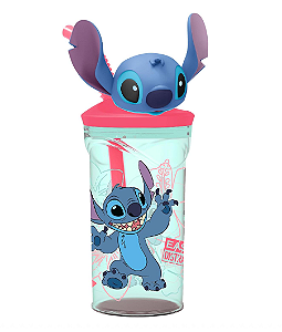 Copo com Canudo 3D, Stitch, 360ml - Tuut