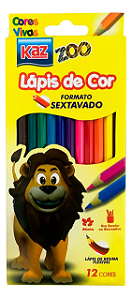 Lápis de Cor Sextavado 12 Cores Vibrantes Escolar