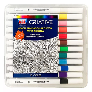 Canetinha Pincel Marcador Tinta Acrilia 12 cores Para desenhar e pintar