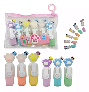 Kit 6pçs Mini Marca Texto Patinhas de Gatinhos