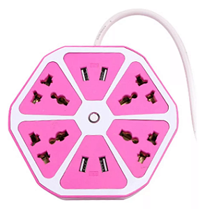 Extensão Elétrica Hexagonal C/ 4 Tomadas 4 Entrada Usb 5v